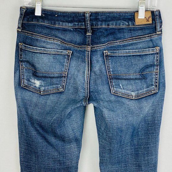 AE American Eagle Womens 6 R Jegging Super Stretch Destroyed Whiskered Jeans - Picture 6 of 9